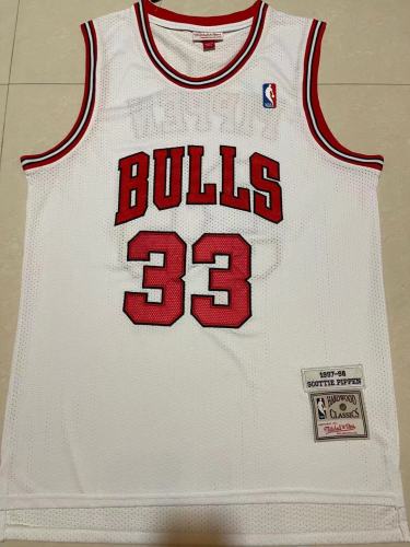 Mitchell&ness 1997-98 Chicago Bulls White Basketball Shirt 33 PIPPEN Classic NBA Jersey