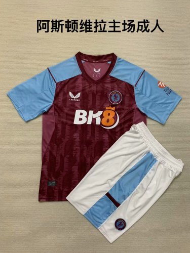 Adult Uniform 2023-2024 Aston Villa Home Soccer Jersey Shorts