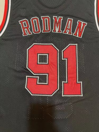 NBA Finals Mitchell&ness 1997-98 Chicago Bulls Black Basketball Shirt 91 RODMAN Classic NBA Jersey