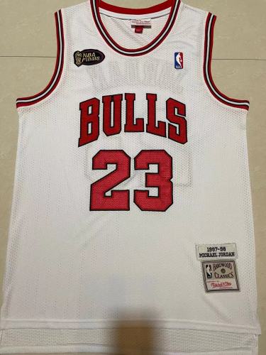 Mitchell&ness 1997-98 Chicago Bulls NBA Finals White Basketball Shirt 23 JORDAN NBA Jersey