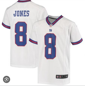 Giants 8  Daniel Jones White Rush Game Jersey NFL Shirt