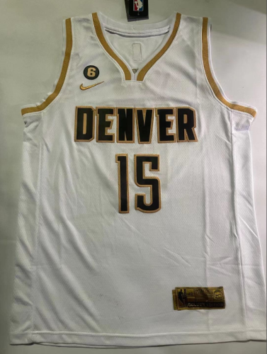 2023 Denver Nuggets 15 JOKIC White NBA Jersey Basketball Shirt