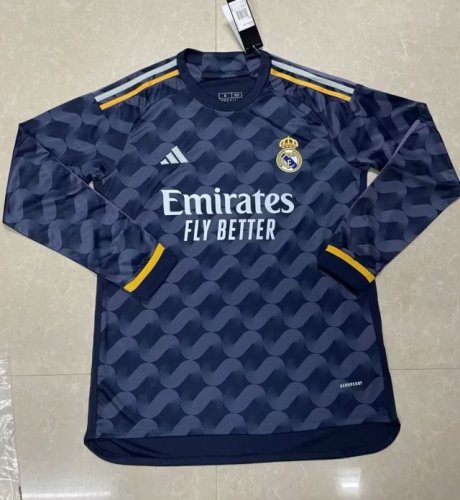 Long Sleeve Real Camisetas de Futbol 2023-2024 Fan Version Real Madrid Away Soccer Jersey