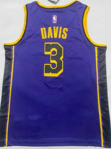2023 Jordan Los Angeles Lakers 3 DAVIS Purple NBA Jersey Basketball Shirt