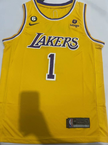 2023 NK Los Angeles Lakers 1 RUSSELL Yellow NBA Jersey Basketball Shirt