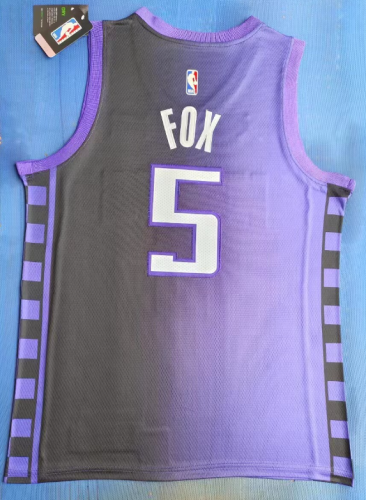 New Season Sacramento Kings 5 FOX Purple NBA Jersey Basketball Shirt