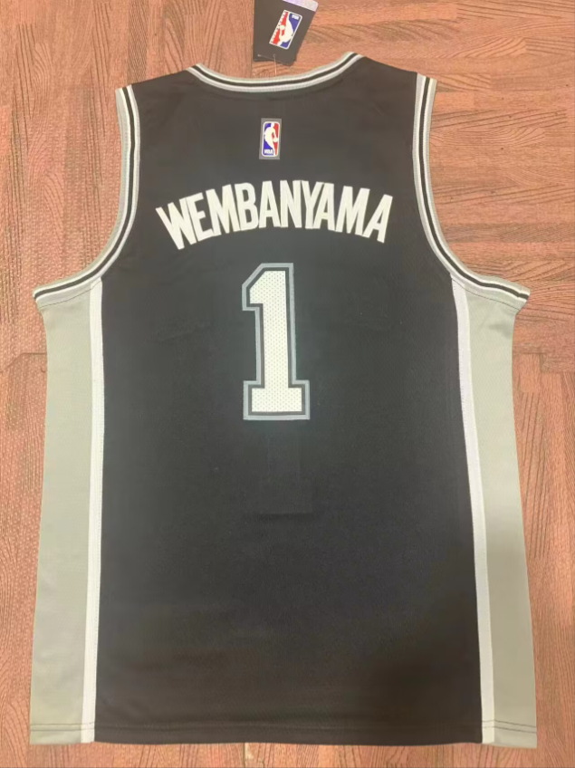 San Antonio Spurs 1 WEMBANYAMA Black NBA Jersey Basketball Shirt