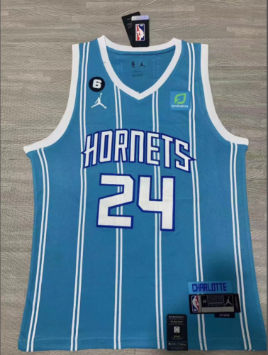 Charlotte Hornets 24 MILLER Light Blue NBA Jersey Basketball Shirt