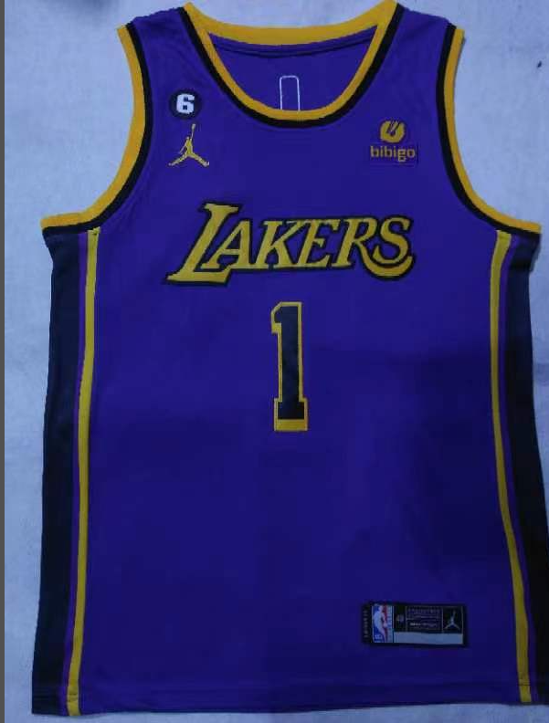 2023 Jordan Los Angeles Lakers 1 RUSSELL Purple NBA Jersey Basketball Shirt