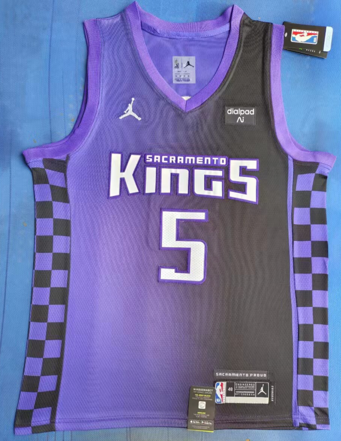New Season Sacramento Kings 5 FOX Purple NBA Jersey Basketball Shirt