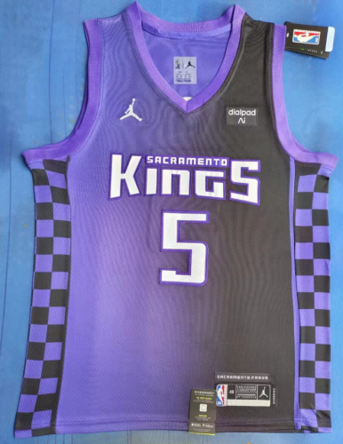 New Season Sacramento Kings 5 FOX Purple NBA Jersey Basketball Shirt