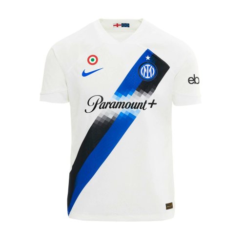 with Coppa Italia Patch Player Version 2023-2024 Inter Milan Away White Soccer Jersey