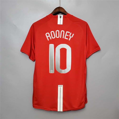 with Front Lettering Retro Jersey 2007-2008 Manchester United ROONEY 10 Home Soccer Jersey