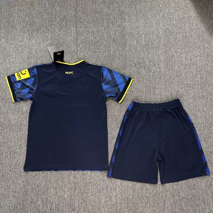 US 25.00 Youth Uniform Kids Kit 20232024 Newcastle United Third Away Blue Soccer Jersey