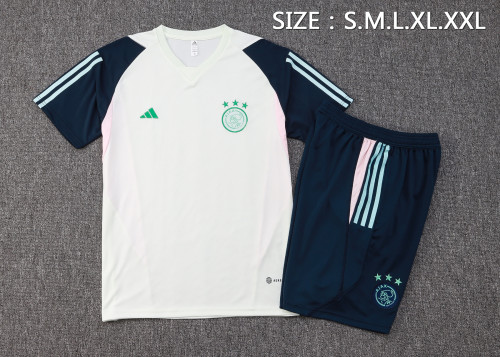 Adult Uniform 2023-2024 Ajax White Soccer Training Jersey Shorts