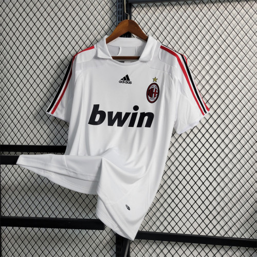 Retro AC Maillot 2007-2008 AC Milan Away White Vintage Soccer Jersey