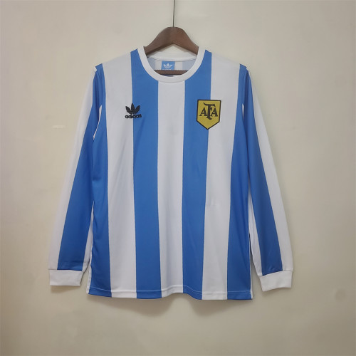 Long Sleeve Retro Jersey 1978 Argentina Home Soccer Jersey Vintage Camisetas de Futbol