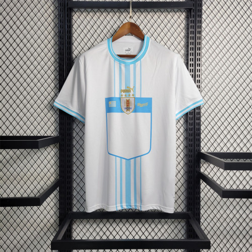 Fans Version 2022 World Cup Uruguay Away White Soccer Jersey