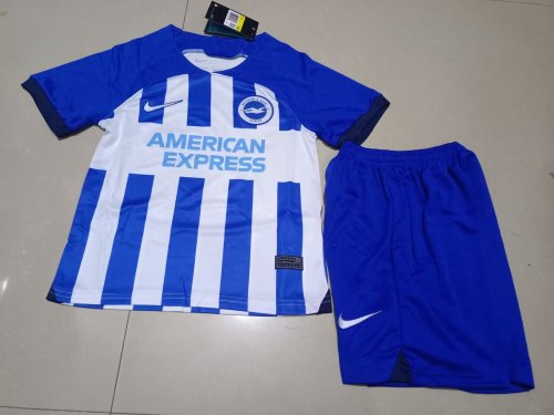 Youth Uniform 2023-2024 Brighton & Hove Albion Home Soccer Jersey Shorts