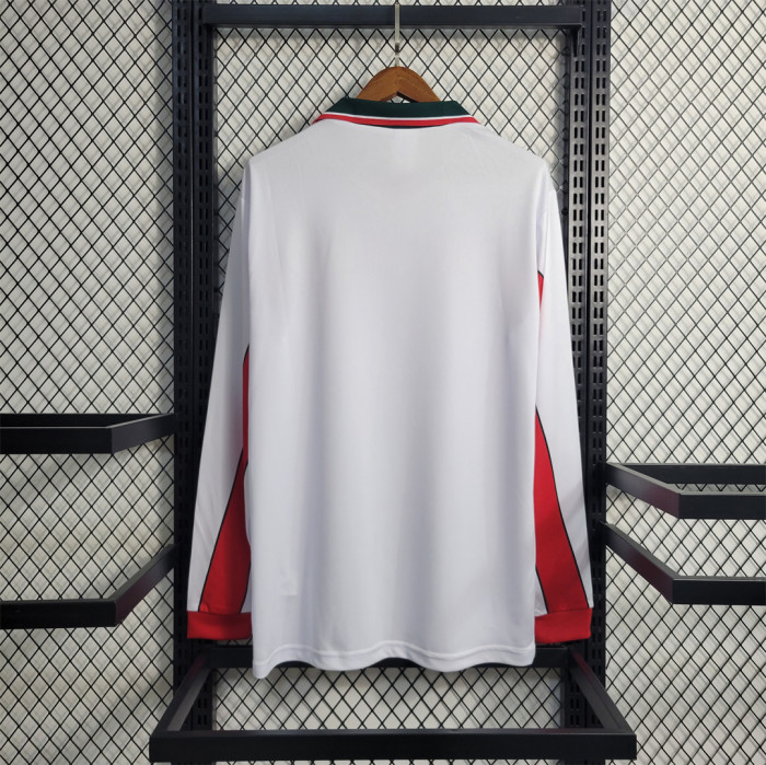 Long Sleeve Retro Jersey 1998 Morocco Away White Soccer Jersey Vintage Football Shirt