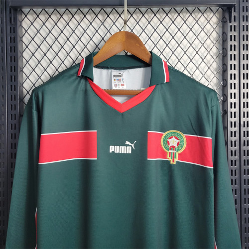 Long Sleeve Retro Jersey 1998 Morocco Home Soccer Jersey Vintage Football Shirt