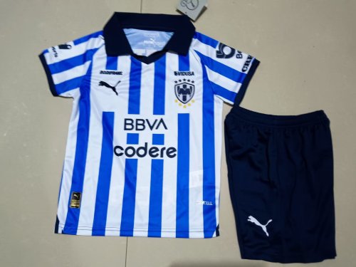 Youth Uniform Kids Kit 2023-2024 Monterrey Home Soccer Jersey Shorts
