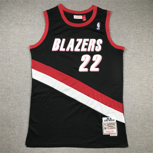 Mitchell&ness 1991-92 Portland Trail Blazers Black Basketball Shirt 22 DREXLER Classic NBA Jersey