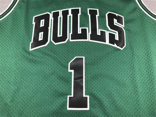 Mitchell&ness 2008-09 Chicago Bulls Green Basketball Shirt 1 Rose Classic NBA Jersey