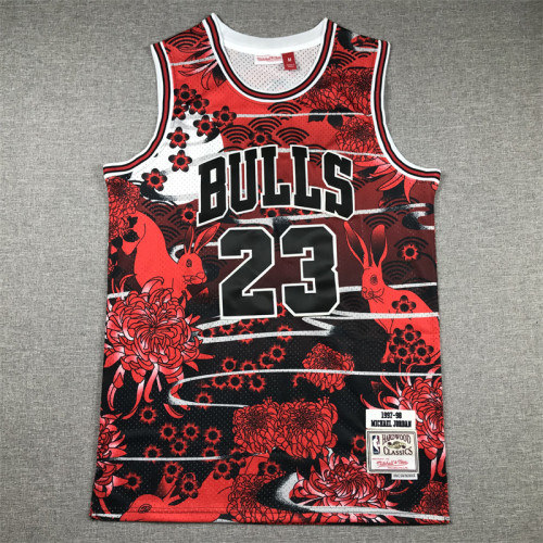 Mitchell&ness 1997-98 Chicago Bulls Rabbit Edition Basketball Shirt 23 JORDAN Classic NBA Jersey