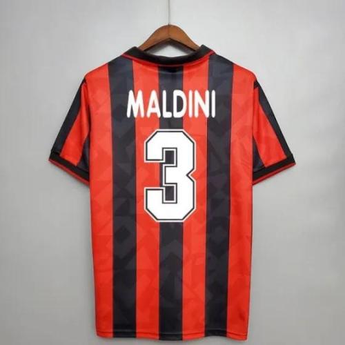 Retro Jersey 1993-1994 AC Milan 3 MALDIN Home Soccer Jersey