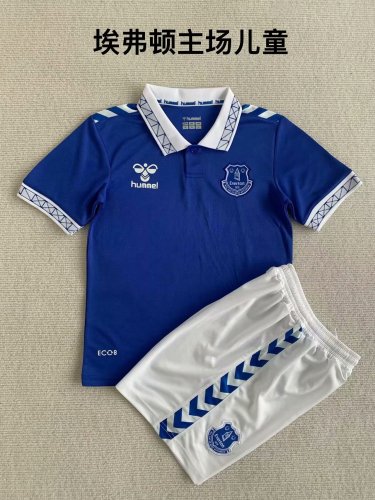 Youth Uniform Kids Kit 2023-2024 Everton Home Soccer Jersey Shorts Child Set
