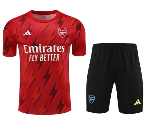 Adult Uniform 2023-2024 Arsenal Red Soccer Training Jersey Black Shorts