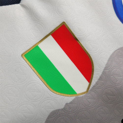 with Scudetto Patch Fan Version 2023-2024 Calcio Napoli Away White Soccer Jersey