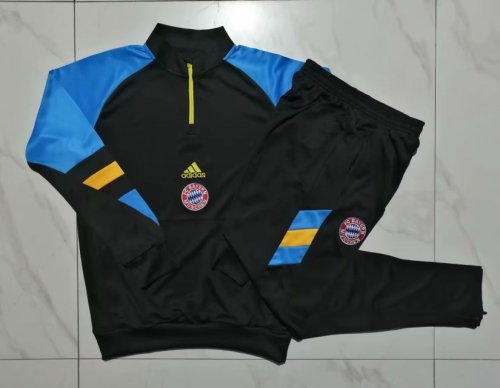2023-2024 Bayern Munich Blue/Black Soccer Training Sweater and Pants