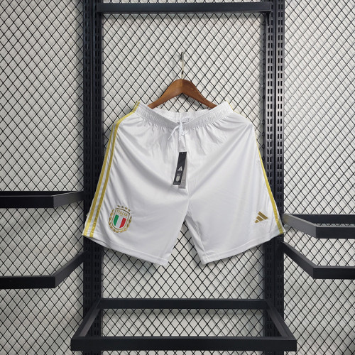 Italy 2023 125th Anniversary White Soccer Shorts Football Shorts