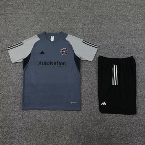 Adult Uniform 2023-2024 Inter Miami Grey Soccer Training Jersey and Shorts