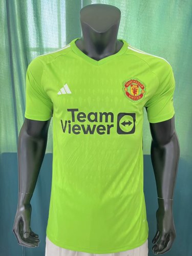 Fan Version 2023-2024 Manchester United Green Goalkeeper Soccer Jersey Man United Football Shirt