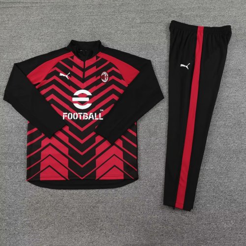 2023-2024 AC Milan Black/Red Soccer Training Sweater and Pants