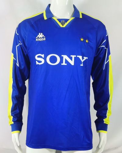 Long Sleeve Retro Jersey 1996-1997 Juventus Away Blue Soccer Jersey Vintage Maillot de Foot