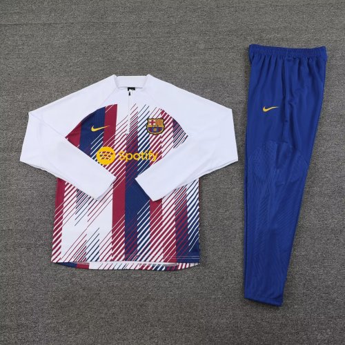 2023-2024 Barcelona White Soccer Training Sweater and Pants