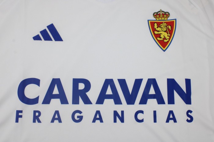 with LALIGA Patch Fan Version 2023-2024 Real Zaragoza Home Soccer Jersey