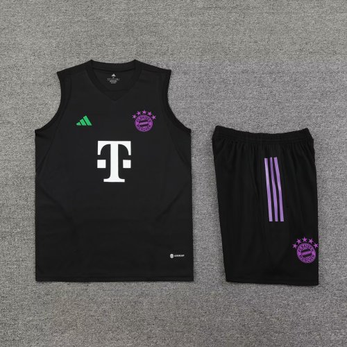 Adult Uniform 2023-2024 Bayern Munich Black Soccer Training Vest and Shorts