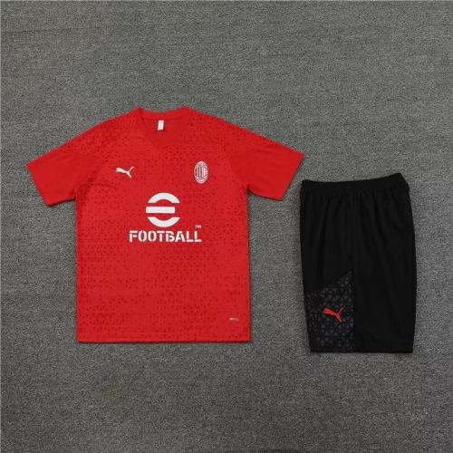 Adult Uniform 2023-2024 AC Milan Red Soccer Training Jersey and Shorts