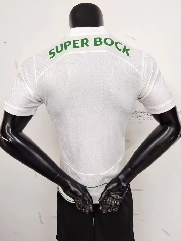 Player Version 2023-2024 Sporting Lisbon Away White Soccer Jersey