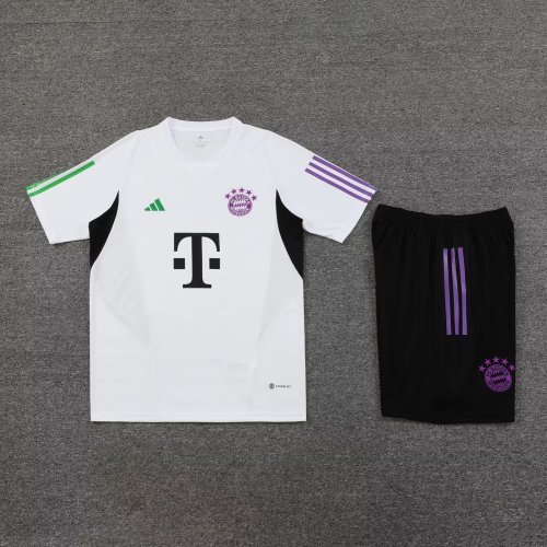 Adult Uniform 2023-2024 Bayern Munich White Soccer Training Jersey and Shorts