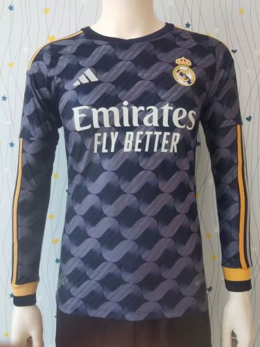 Long Sleeve Player Version 2023-2024 Real Madrid Away Soccer Jersey Real Camisetas de Futbol