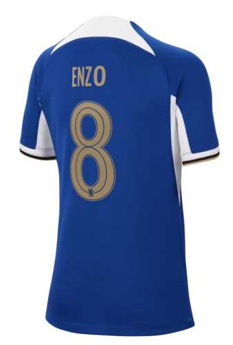 with Cup Fonts Chelsea Football Shirt Fan Version 2023-2024 Chelsea ENZO 8 Home Soccer Jersey