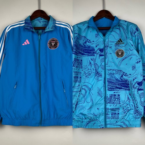 2023-2024 Inter Miami Reversible Soccer Jacket Miami Blue Trench Coat Reversible Football Jacket