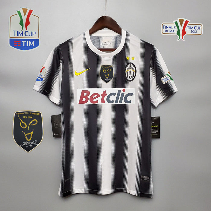With Serie A+Tim Cup+Front Patch Retro Jersey 2011-2012 Juventus Home Soccer Jersey Vintage Football Shirt