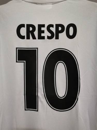 Long Sleeve Retro Jersey 1998-1999 Lazio Away White Soccer Jersey 10 CRESPO Vintage Football Shirt